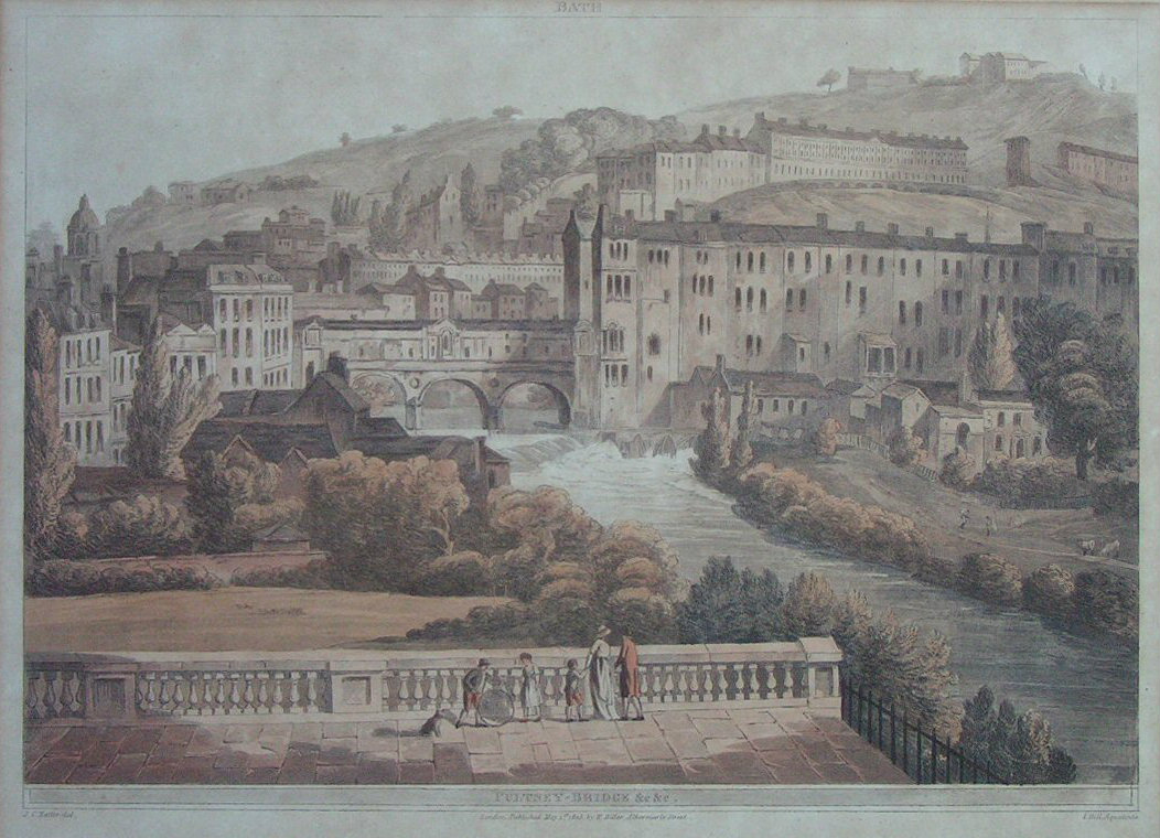 Aquatint - Bath. Pultney-Bridge &c &c. - Hill